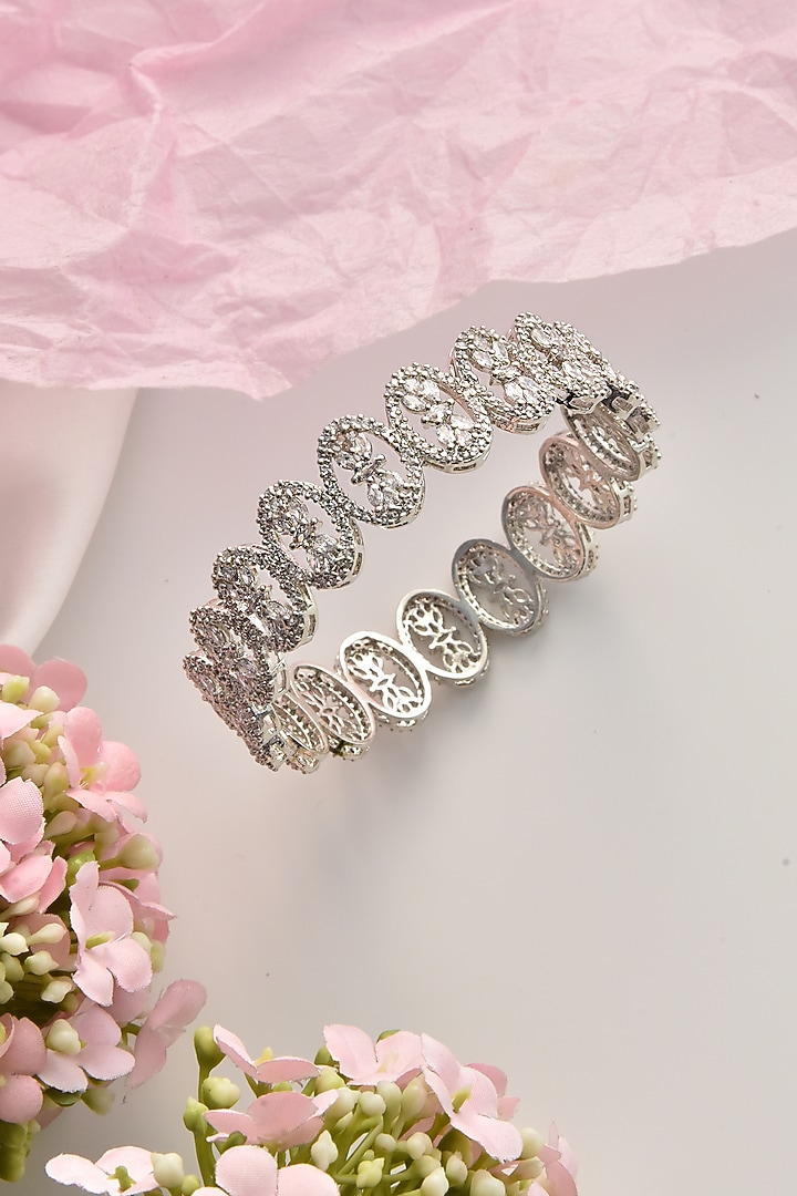 White Finish Zircon Bangle by Swabhimann Jewellery at Pernia's Pop Up Shop