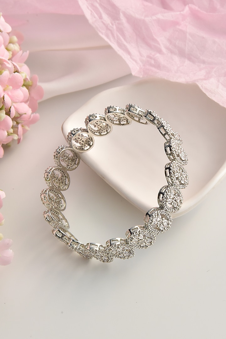 White Finish Zircon Bangle by Swabhimann Jewellery at Pernia's Pop Up Shop