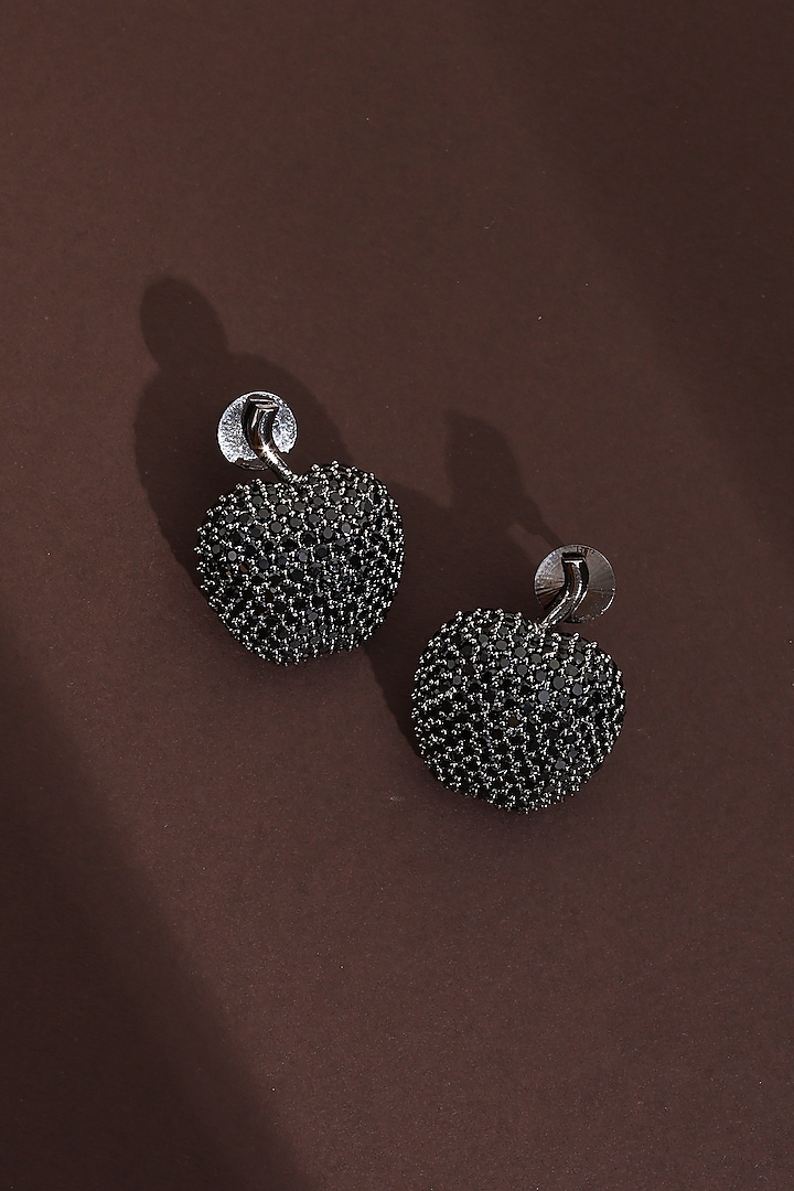 Black Rhodium Finish Black Zircon Handcrafted Stud Earrings by Swabhimann Jewellery at Pernia's Pop Up Shop