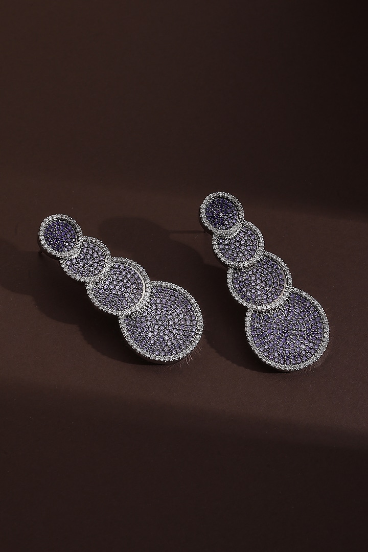 Black Rhodium Finish Lavender Zircon Handcrafted Dangler Earrings by Swabhimann Jewellery at Pernia's Pop Up Shop