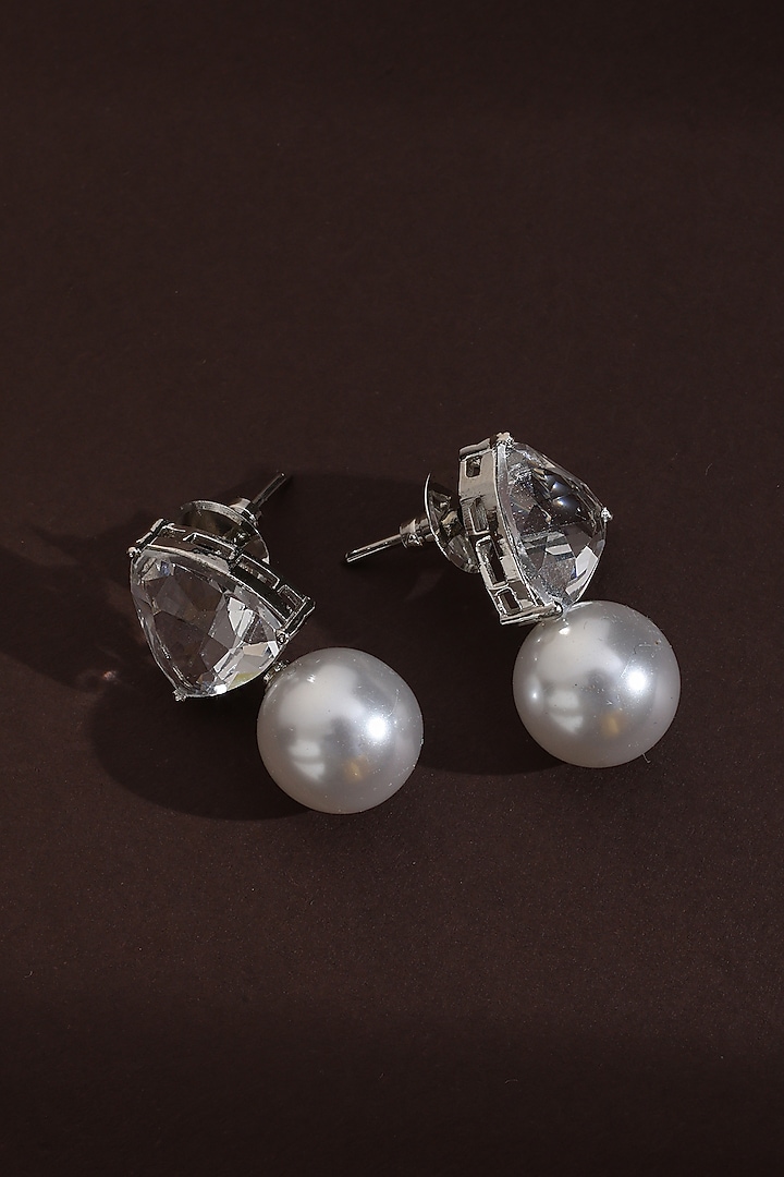Black Rhodium Finish Zircon Handcrafted Stud Earrings by Swabhimann Jewellery at Pernia's Pop Up Shop