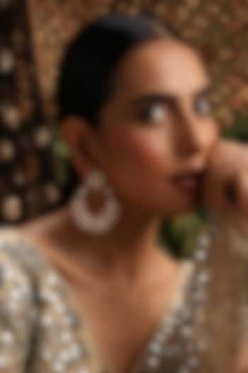 Gold Finish Green Kundan Polki Chandbali Earrings by Swabhimann Jewellery at Pernia's Pop Up Shop