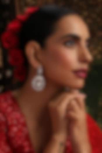 Rose Gold Finish Red Kundan Polki Dangler Earrings by Swabhimann Jewellery at Pernia's Pop Up Shop