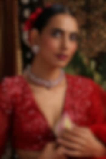 Rose Gold Finish Kundan Polki & Ruby Stone Hasli Necklace Set by Swabhimann Jewellery at Pernia's Pop Up Shop