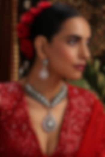 Gold Finish Kundan Polki & Emerald Stone Necklace Set by Swabhimann Jewellery at Pernia's Pop Up Shop