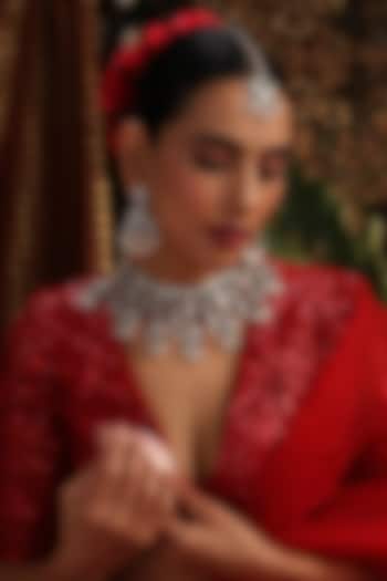 Gold Finish Kundan Polki & Green Stone Choker Necklace Set by Swabhimann Jewellery at Pernia's Pop Up Shop