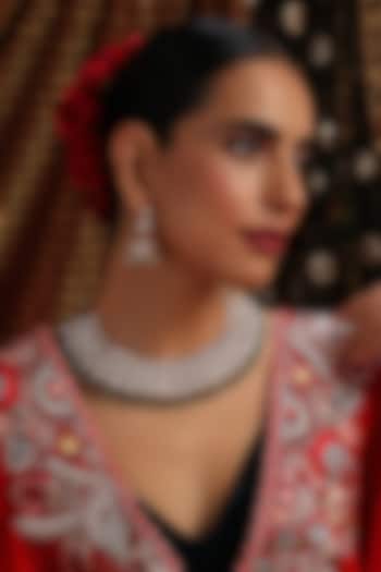 Gold Finish Kundan Polki & Green Stone Necklace Set by Swabhimann Jewellery at Pernia's Pop Up Shop