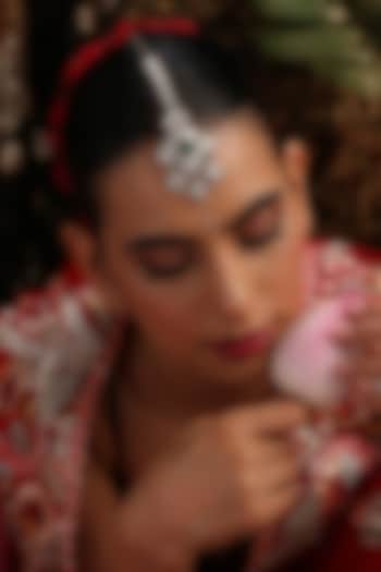 Gold Finish Kundan Polki & Emerald Stone Maangtikka by Swabhimann Jewellery at Pernia's Pop Up Shop