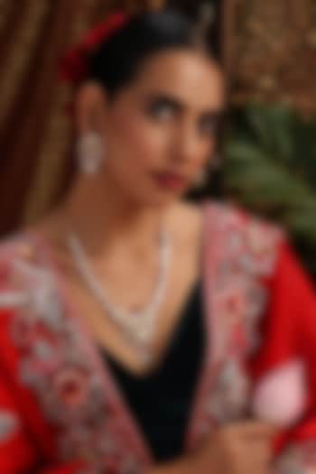 Rose Gold Finish Kundan Polki & Multi-Colored Stone Pendant Necklace Set by Swabhimann Jewellery at Pernia's Pop Up Shop