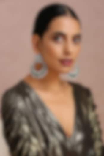 White Finish Emerald Stone Chandbali Earrings by Swabhimann Jewellery at Pernia's Pop Up Shop