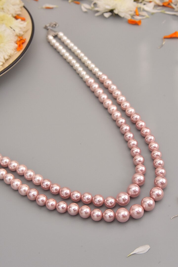 Silver Finish Bead & Pearl Long Necklace by Swabhimann Jewellery at Pernia's Pop Up Shop