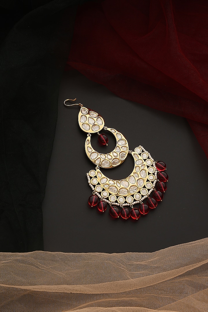 Gold Finish Kundan Polki Maangtikka by Swabhimann Jewellery at Pernia's Pop Up Shop