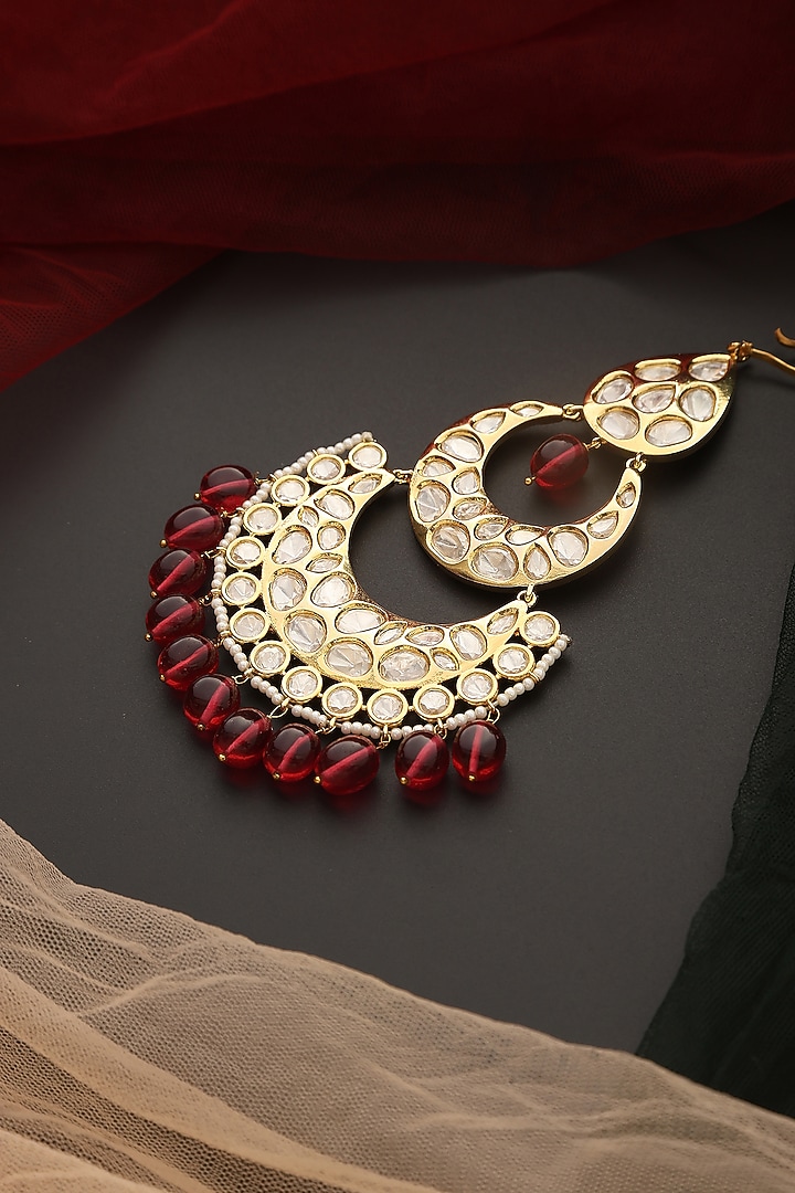 Gold Finish Kundan Polki Maangtikka by Swabhimann Jewellery at Pernia's Pop Up Shop