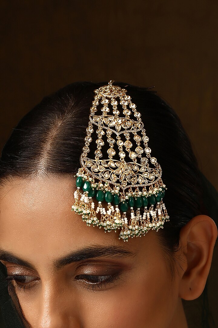 Gold Finish Kundan Polki Pasa by Swabhimann Jewellery at Pernia's Pop Up Shop