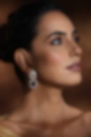 Rose Gold Finish Green Kundan Polki Dangler Earrings by Swabhimann Jewellery at Pernia's Pop Up Shop