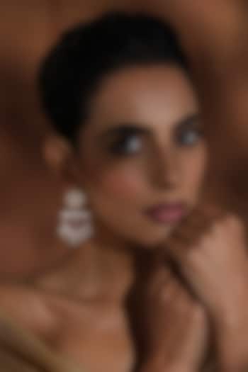 Rose Gold Finish Kundan Polki Chandbali Earrings by Swabhimann Jewellery at Pernia's Pop Up Shop