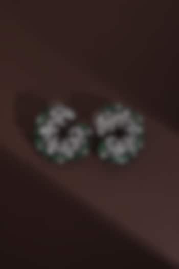 Black Rhodium Finish Green Zircon Hoop Earrings by Swabhimann Jewellery at Pernia's Pop Up Shop