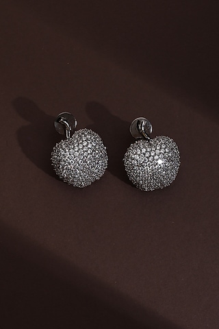 Black Rhodium Finish Silver Zircon Stud Earrings by Swabhimann Jewellery