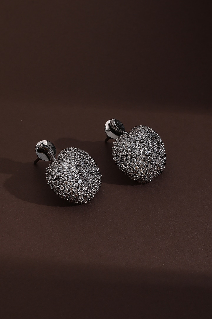 Black Rhodium Finish Silver Zircon Stud Earrings by Swabhimann Jewellery at Pernia's Pop Up Shop