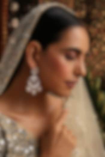 Gold Finish Kundan Polki Handcrafted Chandbali Earrings by Swabhimann Jewellery at Pernia's Pop Up Shop