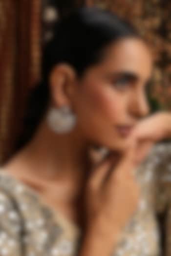 White Finish Kundan Polki Handcrafted Chandbali Earrings by Swabhimann Jewellery at Pernia's Pop Up Shop