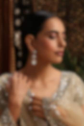 Rose Gold Finish Kundan Polki Handcrafted Dangler Earrings by Swabhimann Jewellery at Pernia's Pop Up Shop