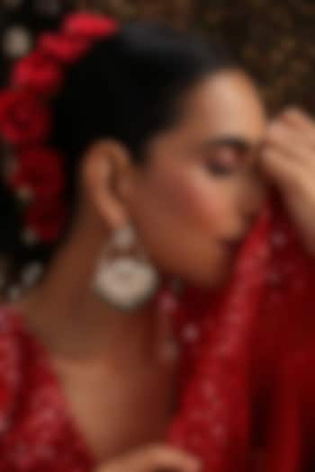 Gold Finish Green Kundan Polki Handcrafted Chandbali Earrings by Swabhimann Jewellery at Pernia's Pop Up Shop