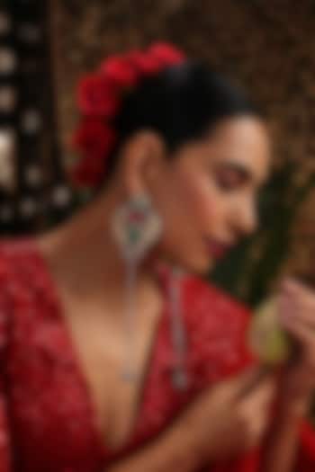 Gold Finish Multi-Colored Kundan Polki Handcrafted Dangler Earrings by Swabhimann Jewellery at Pernia's Pop Up Shop