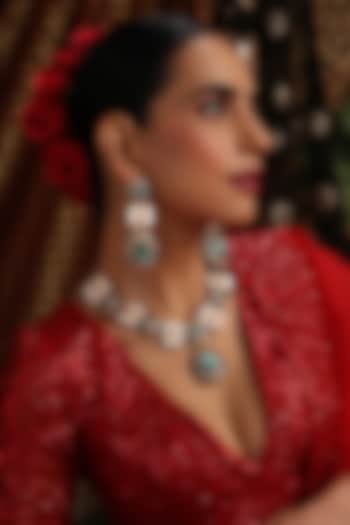 Gold Finish Multi-Colored Kundan Polki Necklace Set by Swabhimann Jewellery at Pernia's Pop Up Shop