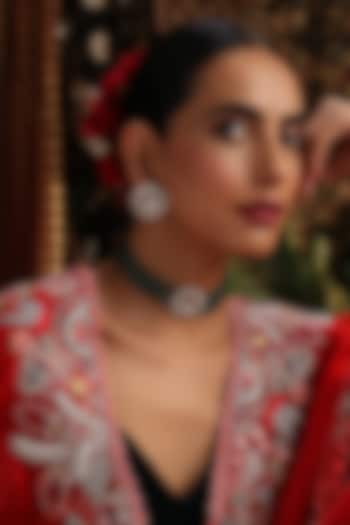 Gold Finish Green Kundan Polki Handcrafted Choker Necklace Set by Swabhimann Jewellery at Pernia's Pop Up Shop