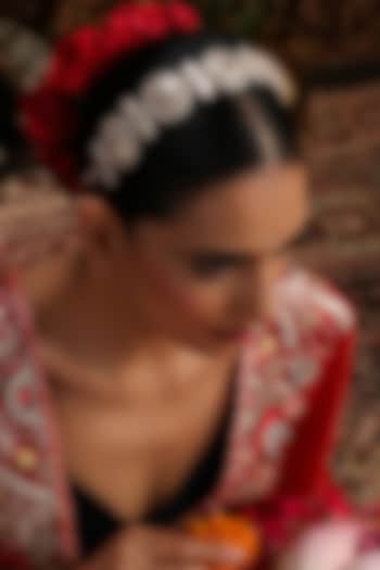 Gold Finish Green Kundan Polki Handcrafted Sheeshphool by Swabhimann Jewellery at Pernia's Pop Up Shop