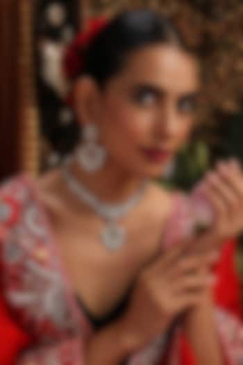 White Finish Kundan Polki Handcrafted Necklace Set by Swabhimann Jewellery at Pernia's Pop Up Shop