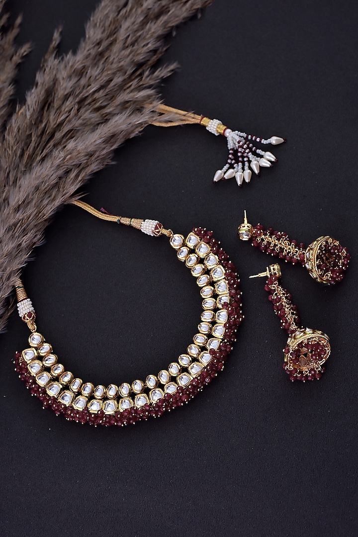 Antique Polki Kundan Tikka W/earring Set Indian Bridal Maang -  Finland