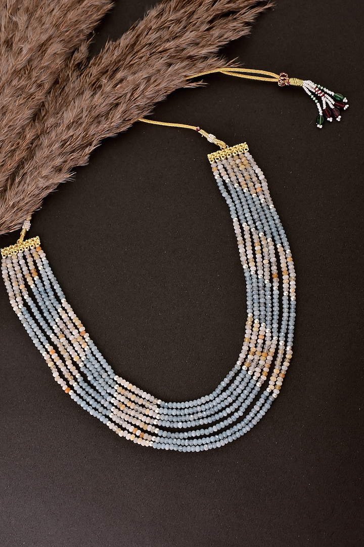 Gold Finish Long Beaded Handcrafted Necklace by Swabhimann Jewellery at Pernia's Pop Up Shop