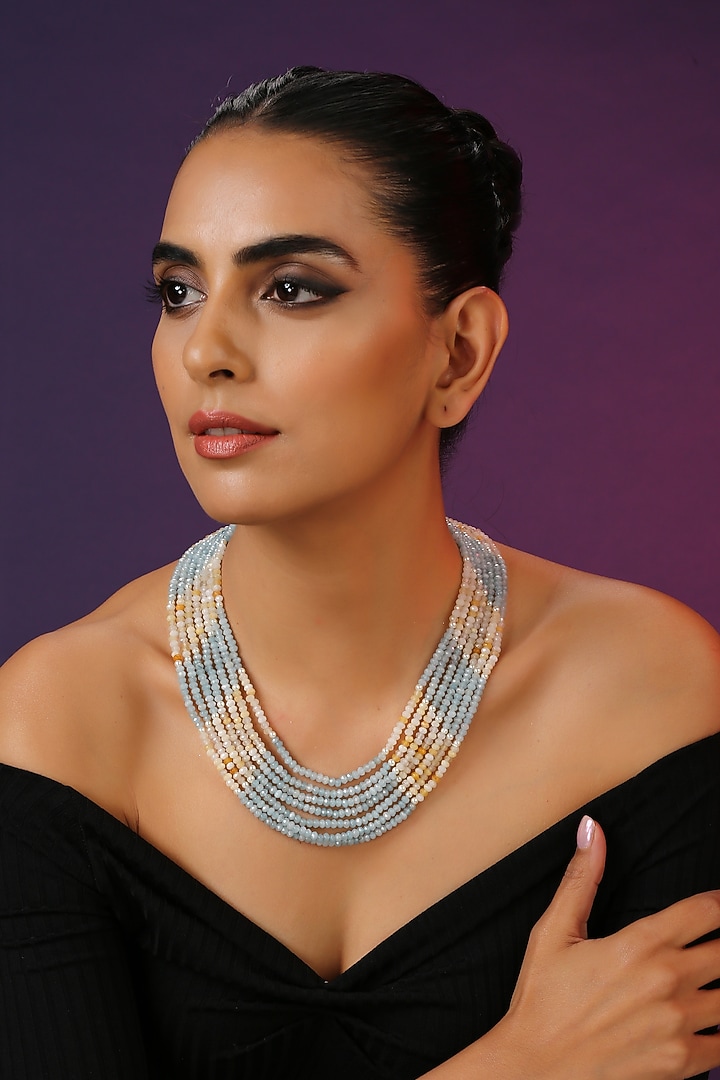 Gold Finish Long Beaded Handcrafted Necklace by Swabhimann Jewellery at Pernia's Pop Up Shop