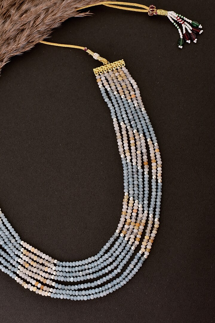 Gold Finish Long Beaded Handcrafted Necklace by Swabhimann Jewellery at Pernia's Pop Up Shop