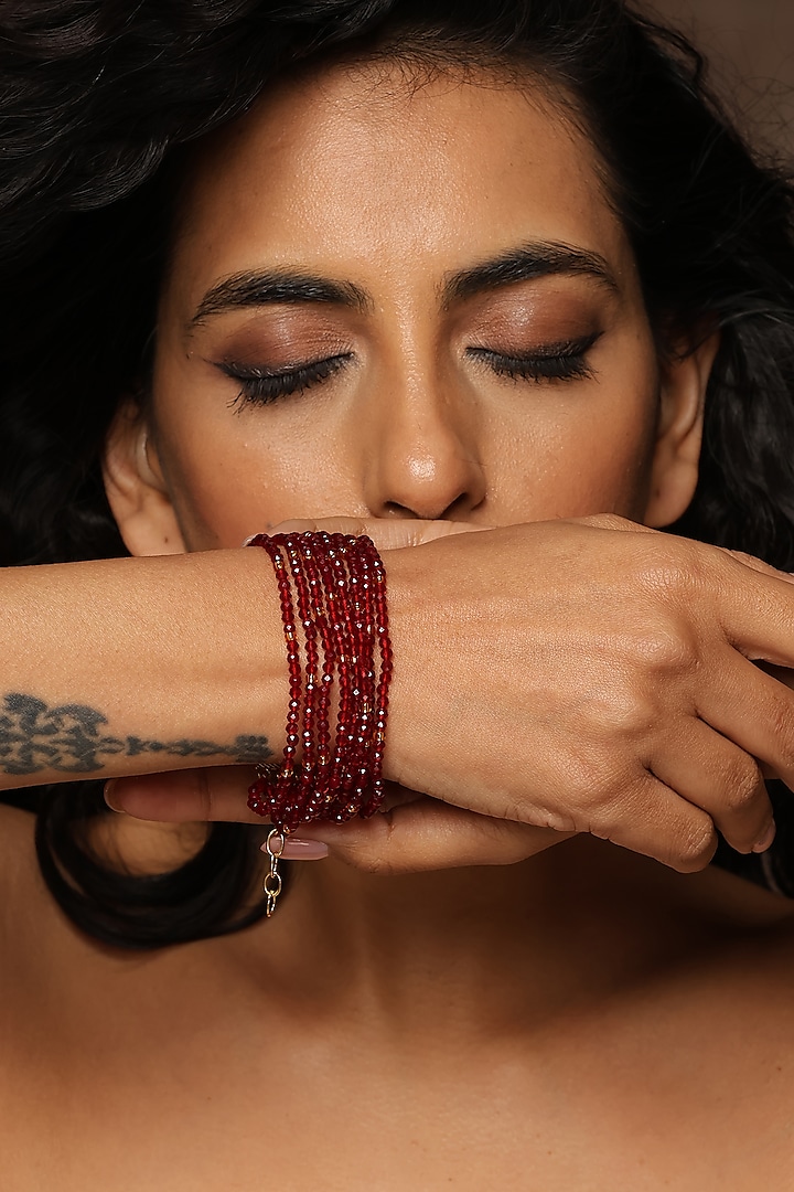 Gold Finish Beaded Bracelet by Swabhimann Jewellery at Pernia's Pop Up Shop