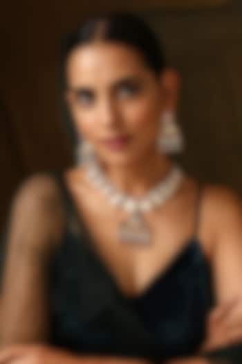 Gold Finish Kundan Polki Temple Necklace Set by Swabhimann Jewellery at Pernia's Pop Up Shop