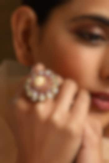 Gold Finish Kundan Polki Ring by Swabhimann Jewellery at Pernia's Pop Up Shop