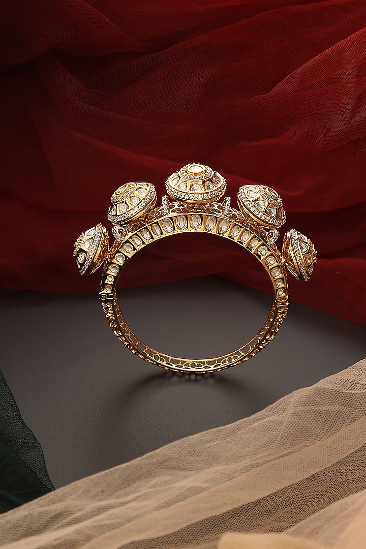 Gold Finish Kundan Polki Kada by Swabhimann Jewellery at Pernia's Pop Up Shop