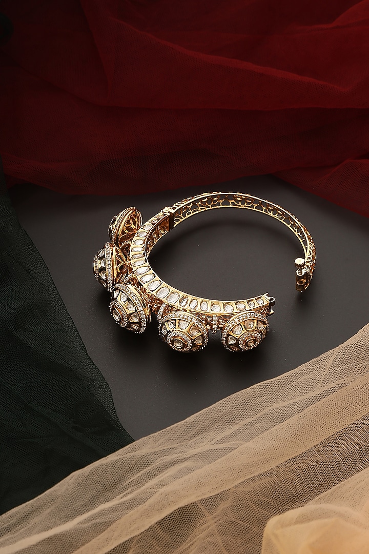 Gold Finish Kundan Polki Kada by Swabhimann Jewellery at Pernia's Pop Up Shop