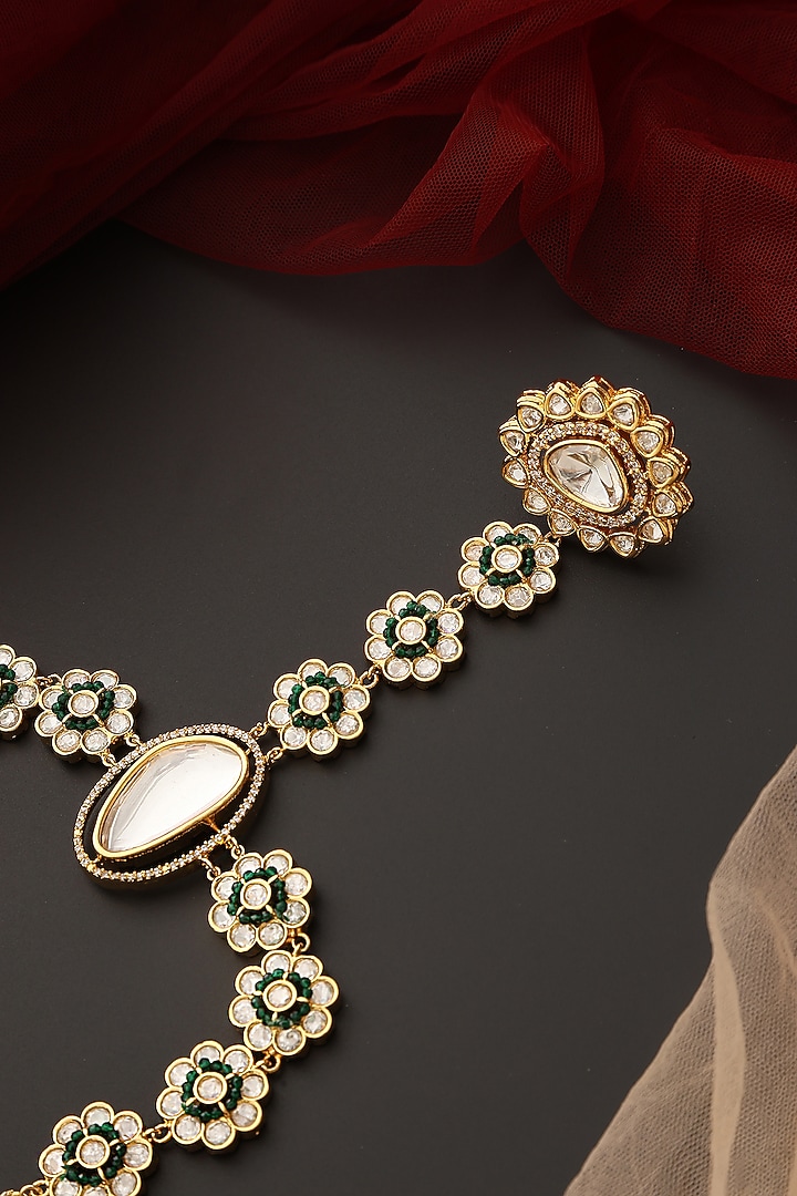 Gold Finish Kundan Polki Hathphool by Swabhimann Jewellery at Pernia's Pop Up Shop
