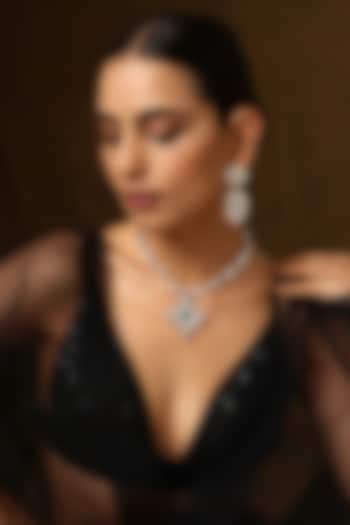 Rose Gold Finish Kundan Polki Pendant Necklace Set by Swabhimann Jewellery at Pernia's Pop Up Shop