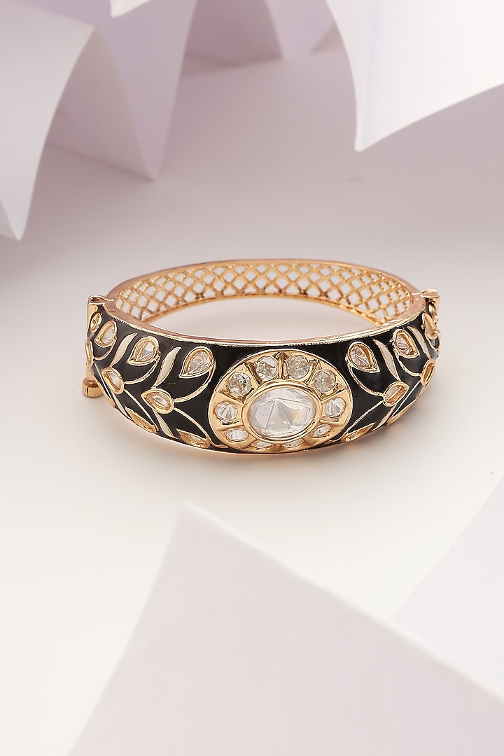 Gold Finish Kundan Polki Bracelet by Swabhimann Jewellery at Pernia's Pop Up Shop