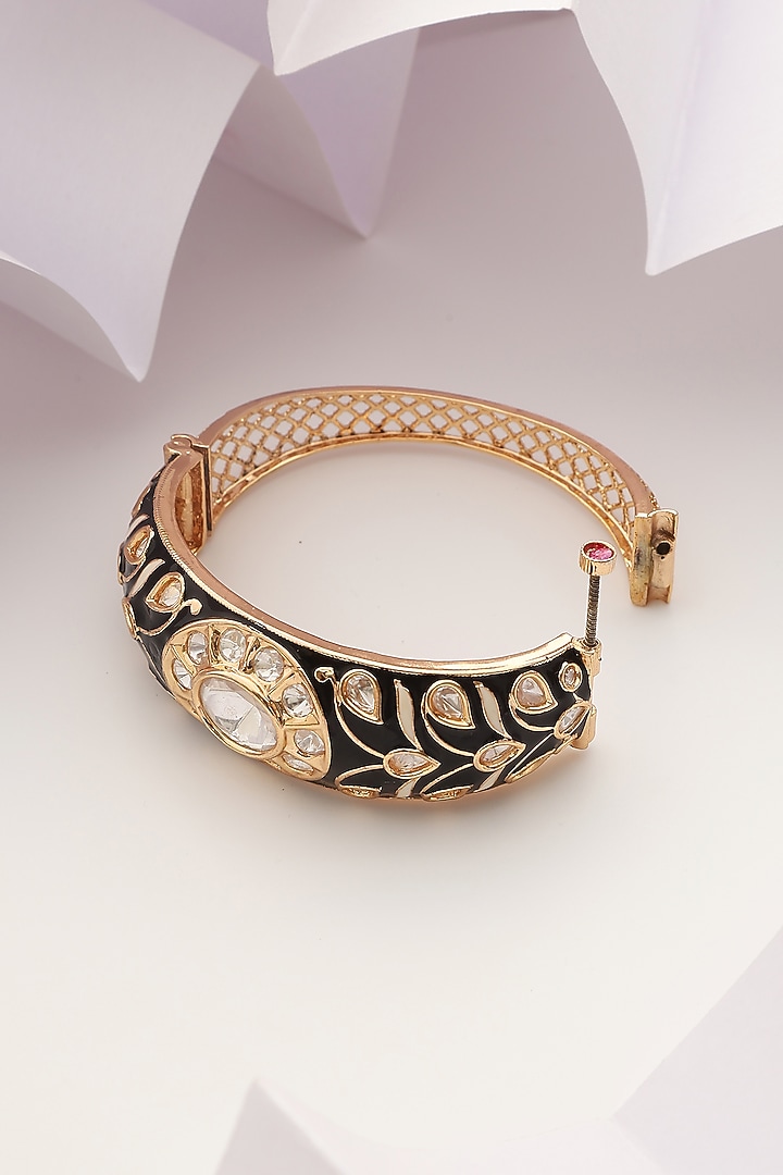 Gold Finish Kundan Polki Bracelet by Swabhimann Jewellery at Pernia's Pop Up Shop