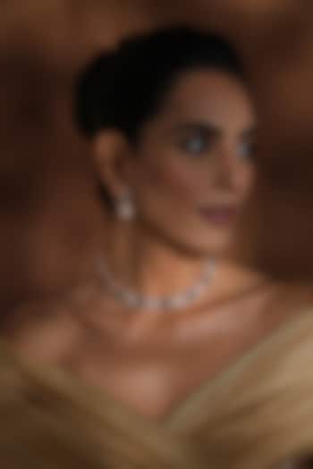 Rose Gold Finish Kundan Polki & Green Zirconia Handmade Necklace Set by Swabhimann Jewellery at Pernia's Pop Up Shop