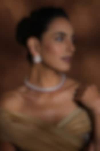 Rose Gold Finish Pink Kundan Polki Handmade Necklace Set by Swabhimann Jewellery at Pernia's Pop Up Shop