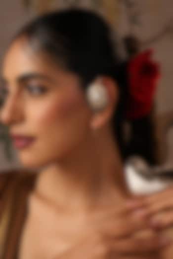 Gold Finish Green Kundan Polki Cuff Earrings by Swabhimann Jewellery at Pernia's Pop Up Shop