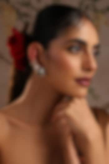 Gold Finish Green Kundan Polki Cuff Earrings by Swabhimann Jewellery at Pernia's Pop Up Shop