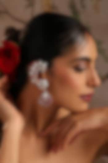 Rose Gold Finish Red Kundan Polki Cuff Earrings by Swabhimann Jewellery at Pernia's Pop Up Shop